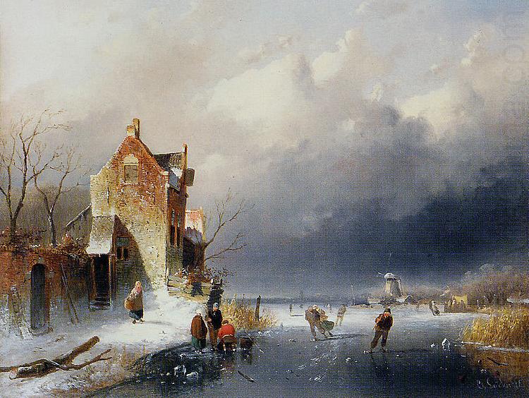 Ice View With Skaters, Charles Leickert